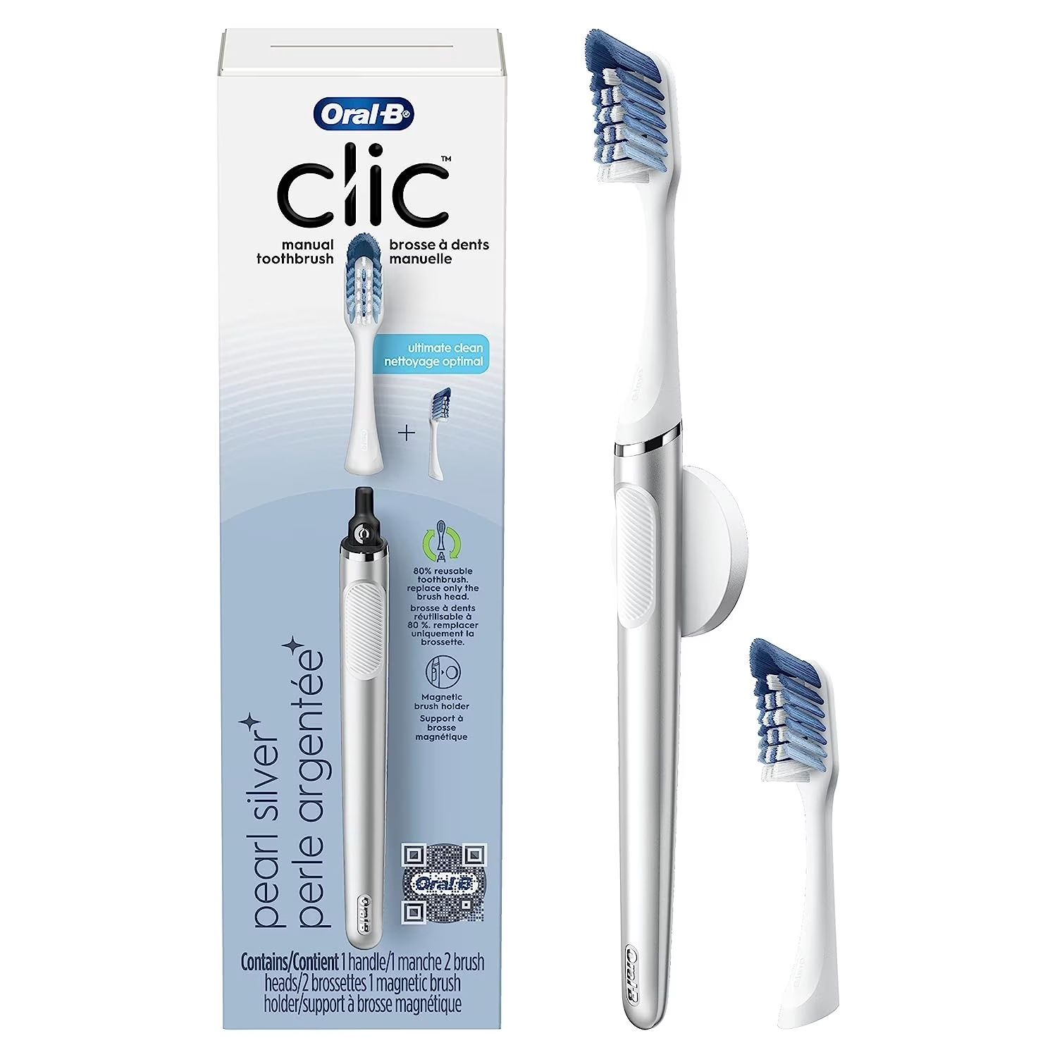 ORAL-B CLIC MANUAL TOOTHBRUSH (SILVER)