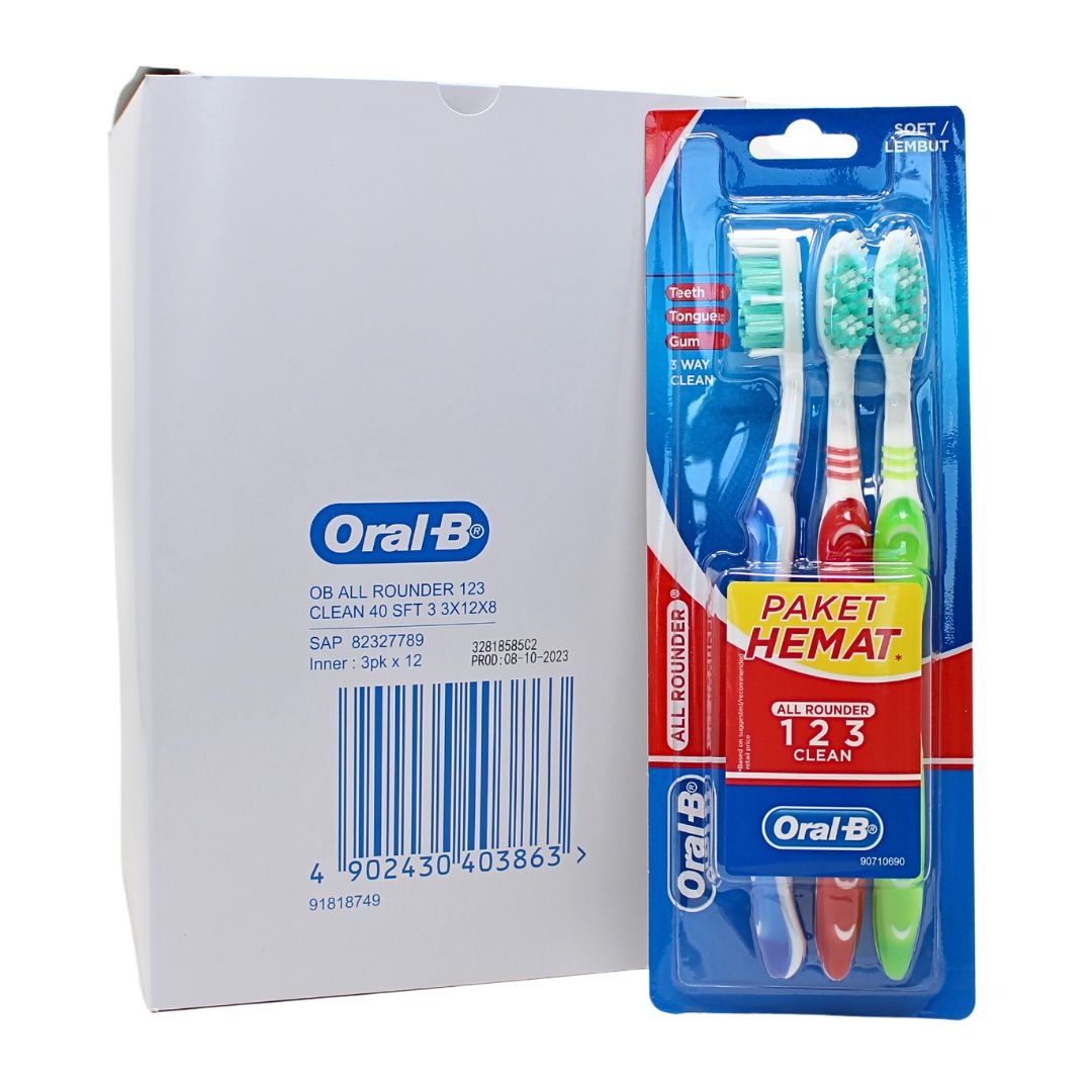 ORAL-B TOOTHBRUSH 3WAY CLEAN ALL AROUND (SOFT) (3PACK) (BOX OF 12)