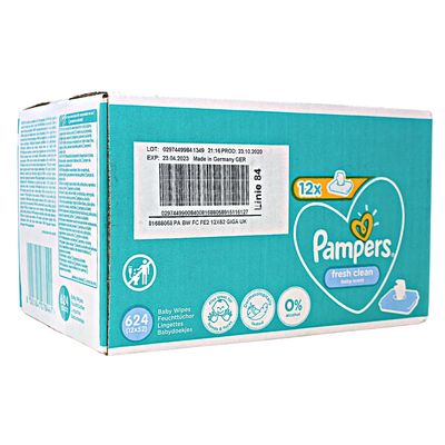 PAMPERS FRESH CLEAN 12X52 WIPES (FULL CASE)