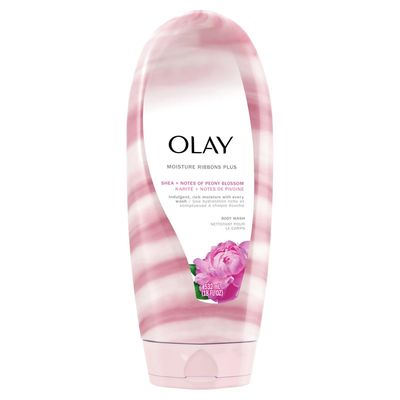 OLAY MOISTURE RIBBONS PLUS BODY WASH 532ML PEONY BLOSSOM