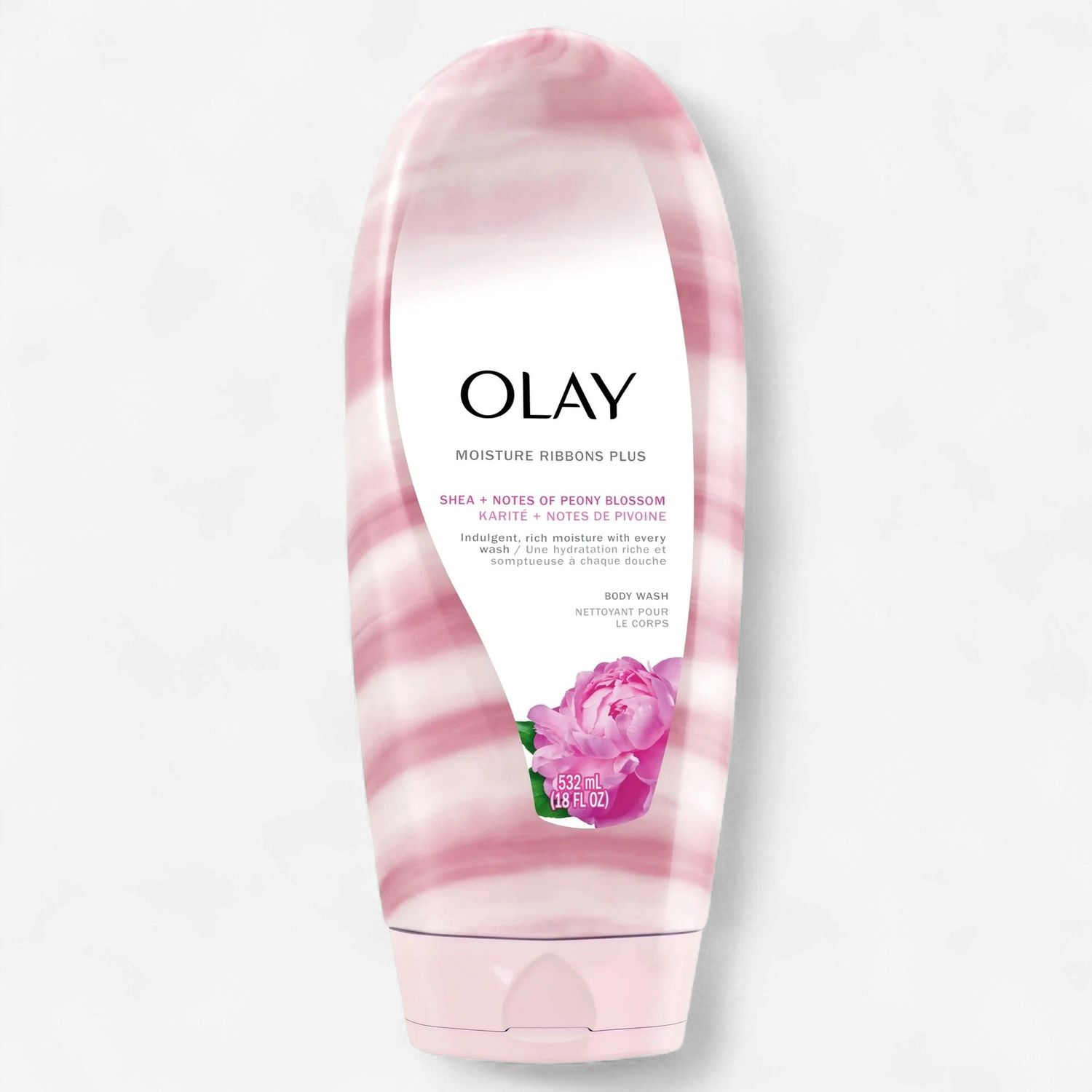 OLAY MOISTURE RIBBONS PLUS BODY WASH 532ML PEONY BLOSSOM