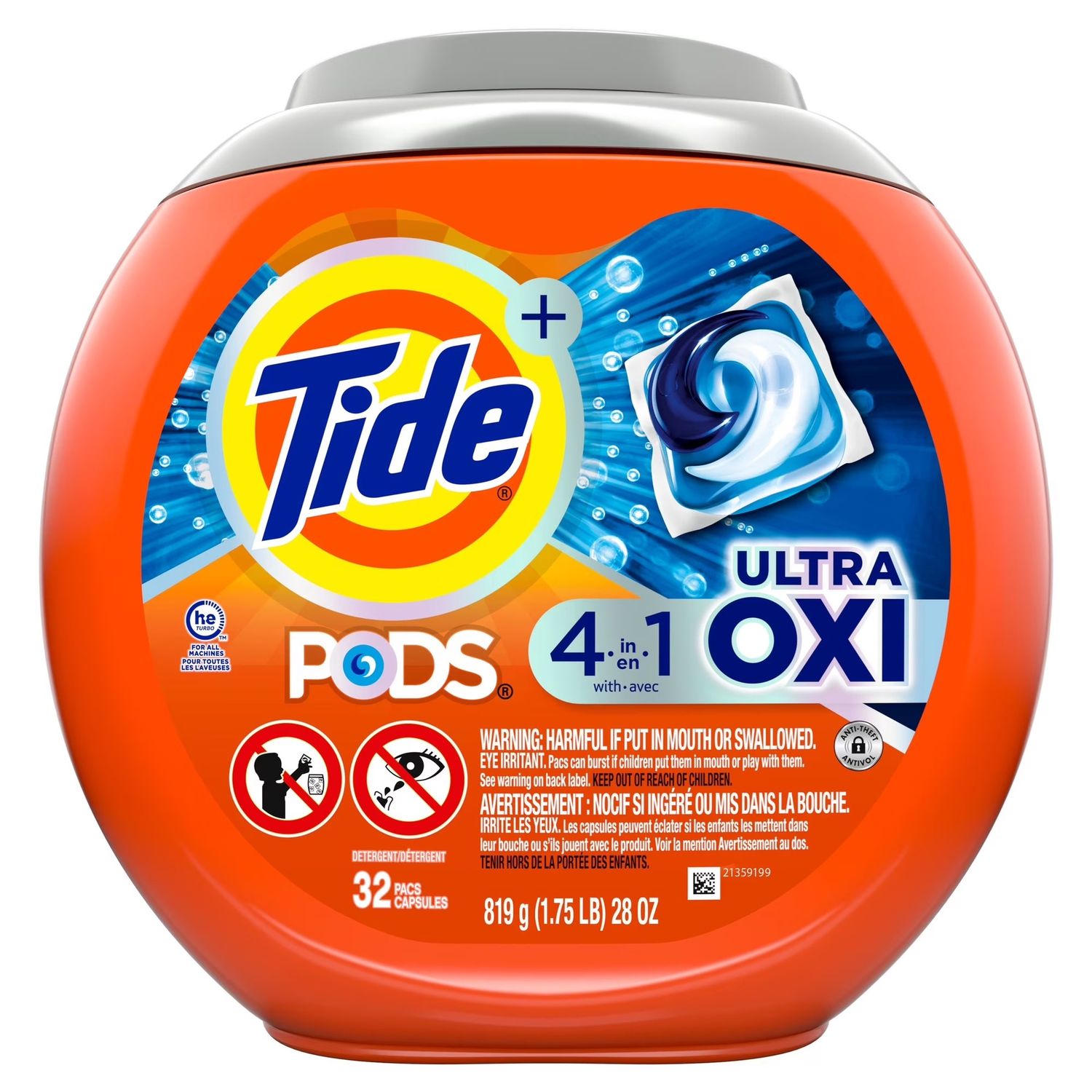 TIDE PODS ULTRA OXI 4-IN-1 32PACS (TUB)