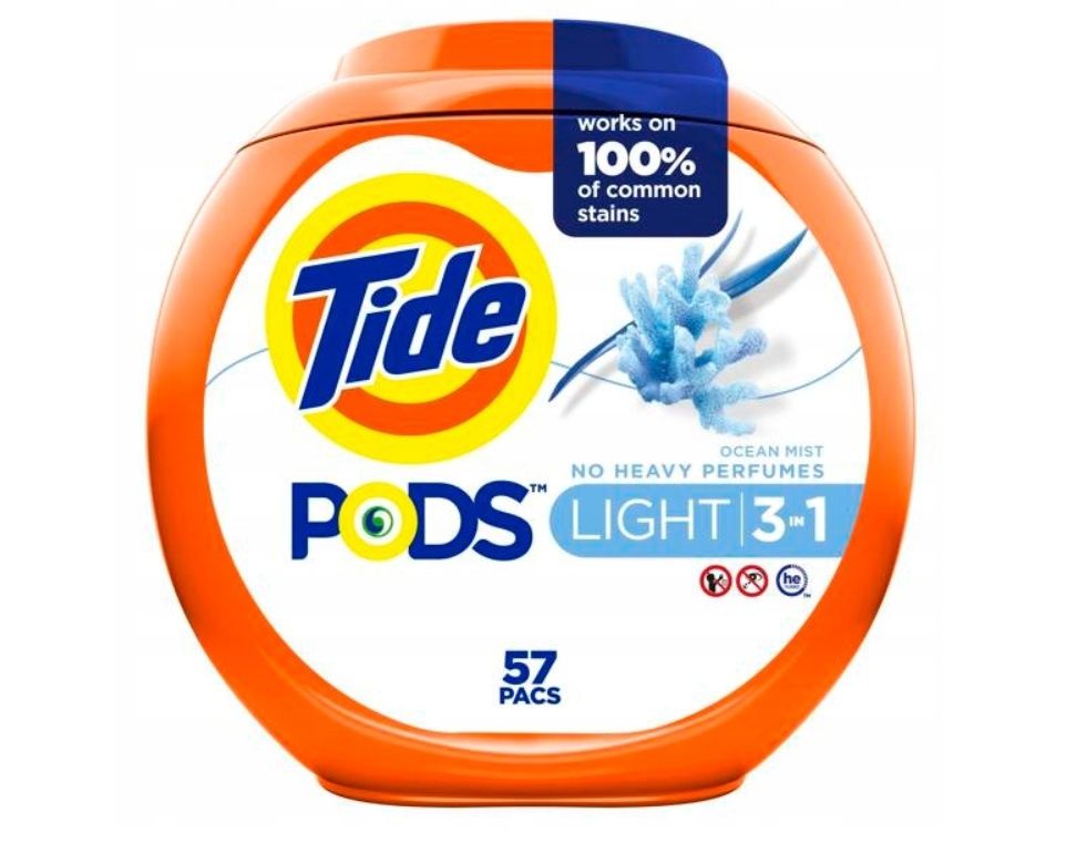 TIDE PODS LIGHT 3-IN-1 OCEAN MIST 57PACS (TUB)