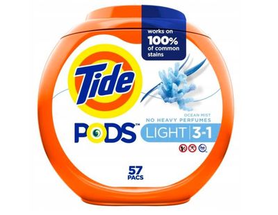 TIDE PODS LIGHT 3-IN-1 OCEAN MIST 57PACS (TUB)