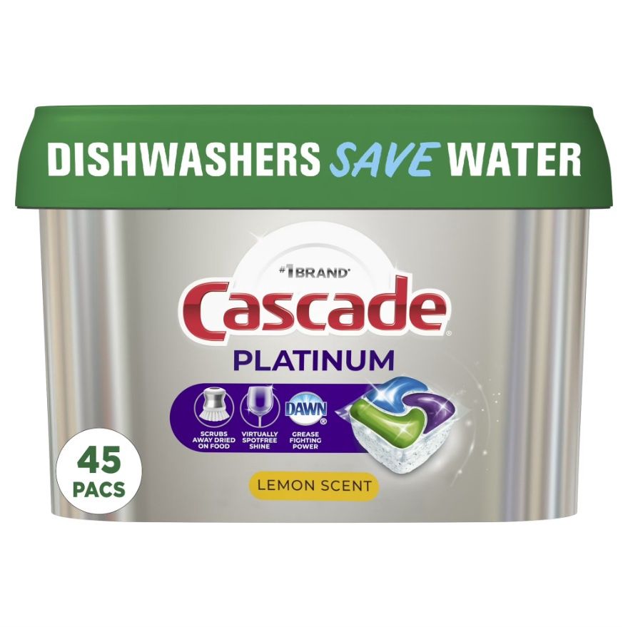 CASCADE PLATINUM ACTIONPACS LEMON SCENT 45'S (TUB)