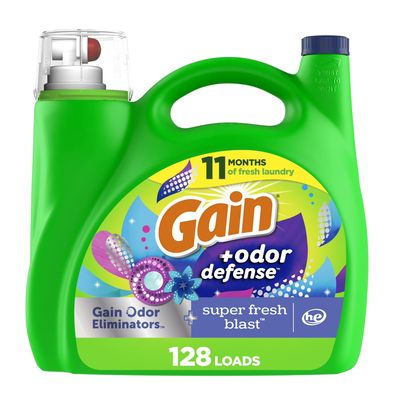 GAIN + ODOR DEFENSE DETERGENT 5.44L SUPER FRESH BLAST 128LOADS