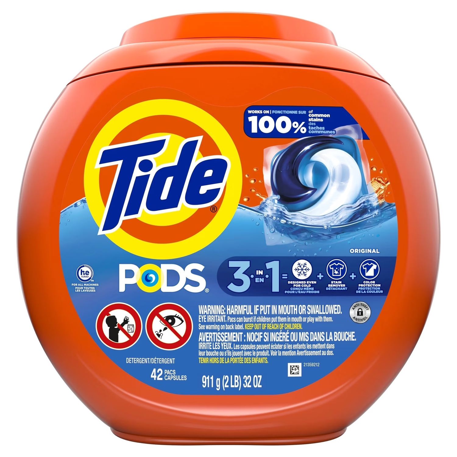 TIDE PODS ORIGINAL 3-IN-1 42PACS (TUB)