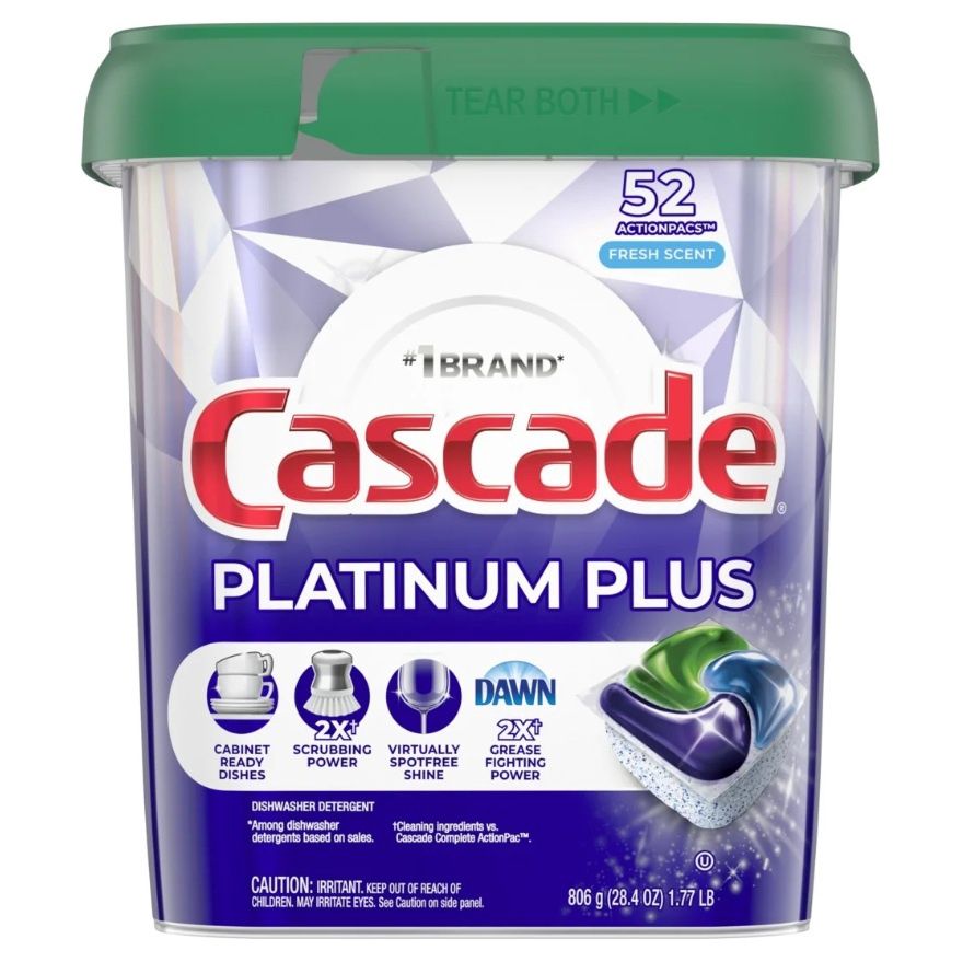 CASCADE PLATINUM PLUS ACTIONPACS FRESH SCENT 52'S (TUB)