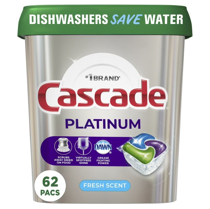 CASCADE PLATINUM ACTIONPACS FRESH SCENT 62'S (TUB)