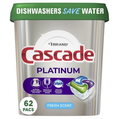CASCADE PLATINUM ACTIONPACS FRESH SCENT 62'S (TUB)