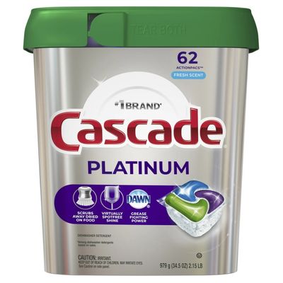 CASCADE PLATINUM ACTIONPACS FRESH SCENT 62'S (TUB)