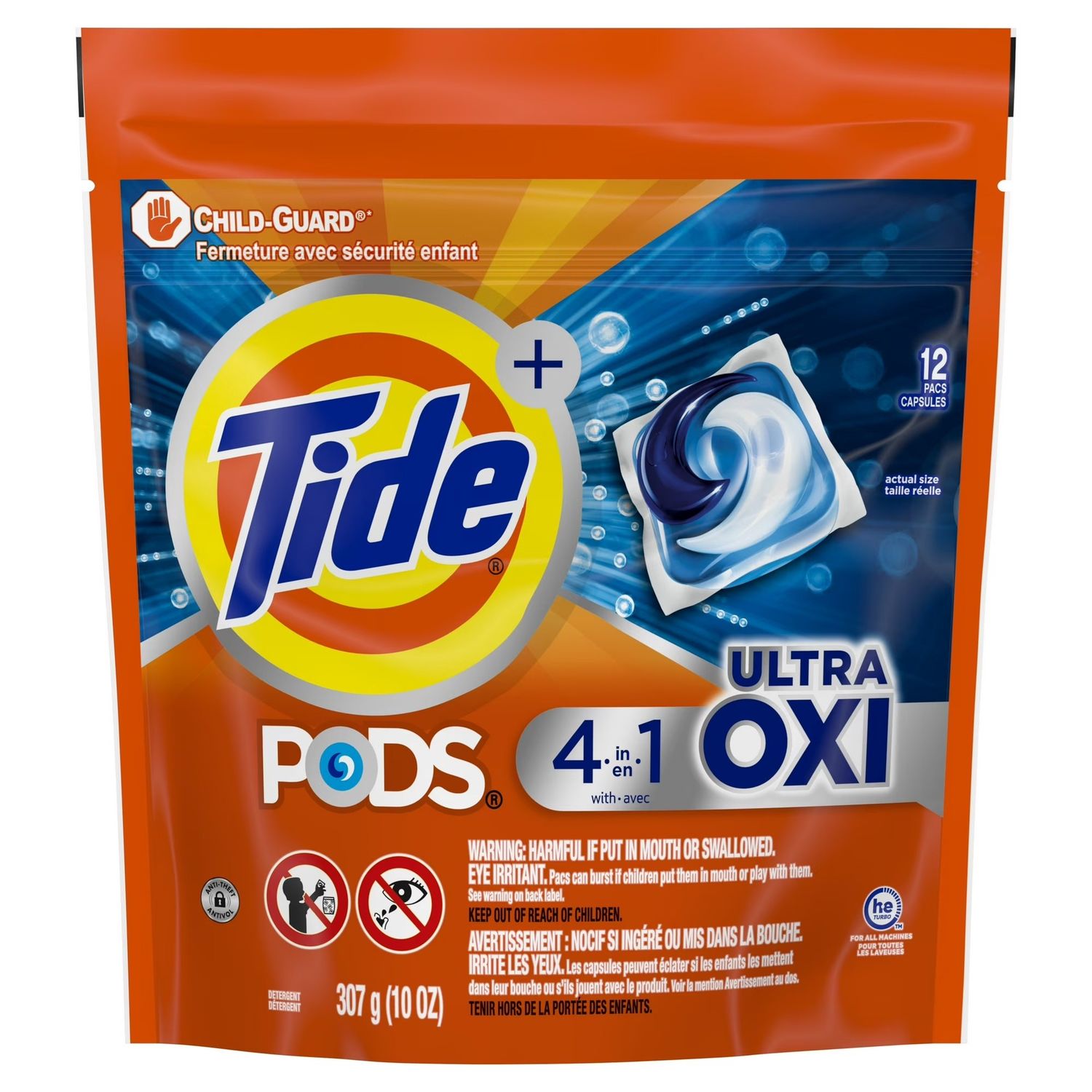 TIDE PODS ULTRA OXI 4-IN-1 CLEAN 12PACS