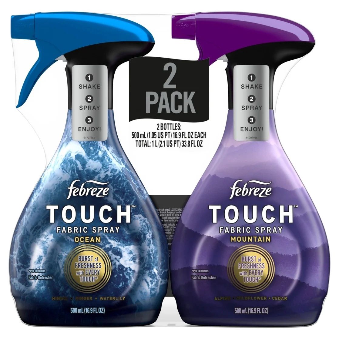 FEBREZE FABRIC SPRAY 500ML TOUCH OCEAN/MOUNTAIN (2PACK)