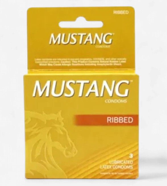 MUSTANG RIBBED CONDOMS (3 PACK)