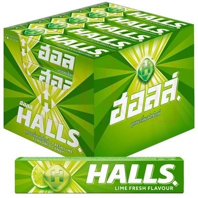 HALLS FRESH LIME FLAVORED CANDY 27.9G (BOX OF 20 STICKS)