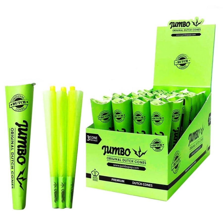 JUMBO ORIGINAL DUTCH CONES GREEN 3PACK KING SIZE (32 PER BOX)