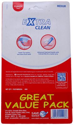 COLGATE TOOTHBRUSH EXTRA CLEAN MEDIUM (6PACK)