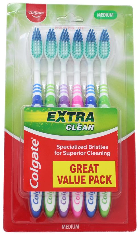 COLGATE TOOTHBRUSH EXTRA CLEAN MEDIUM (6PACK)