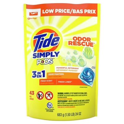 TIDE PODS SIMPLY 3-IN-1 FRESH LINEN 43PACS