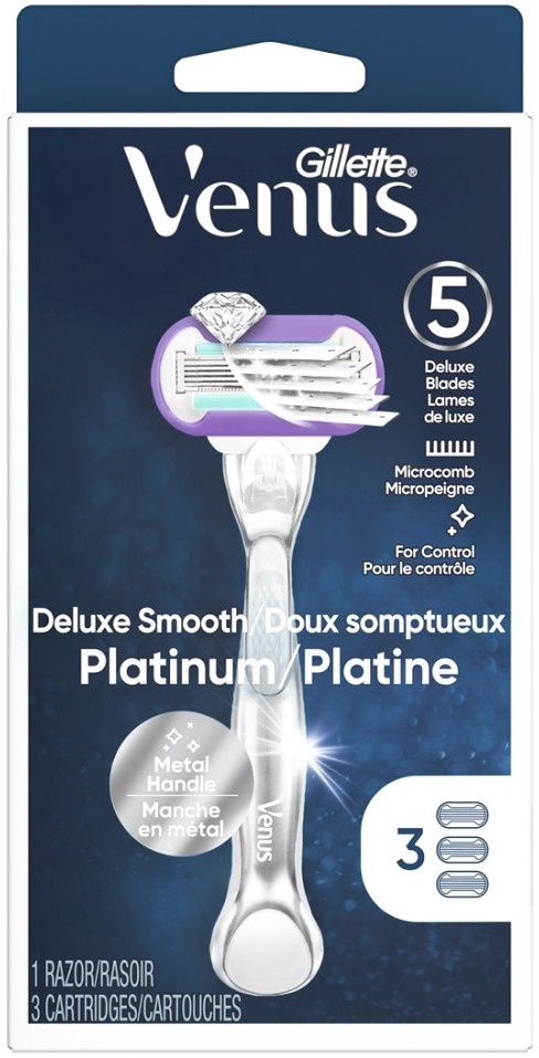 GILLETTE VENUS DELUX SMOOTH PLATINUM 1RAZOR + 3CARTRIDGES