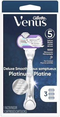 GILLETTE VENUS DELUX SMOOTH PLATINUM 1RAZOR + 3CARTRIDGES