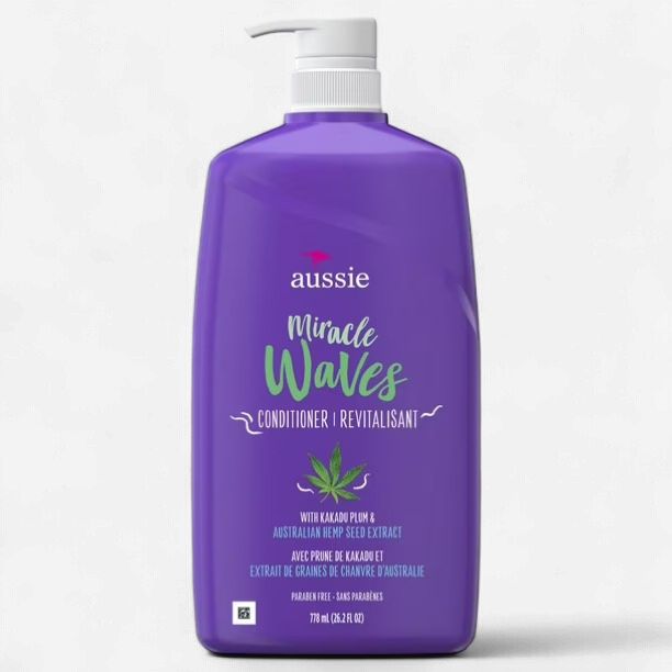 AUSSIE MIRACLE WAVES PLUM &amp; HEMP SEED CONDITIONER 778ML (PUMP)