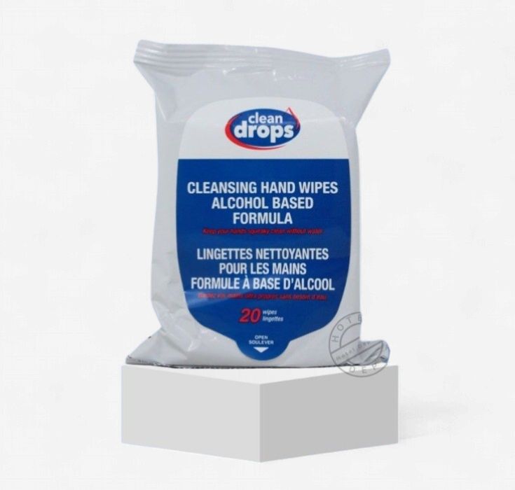 CLEAN DROPS CLEANSING HAND WIPES 20'S
