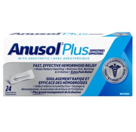 ANUSOL PLUS ANESTHETIC HEMORRHID RELIEF 24SUPPOSITORIES