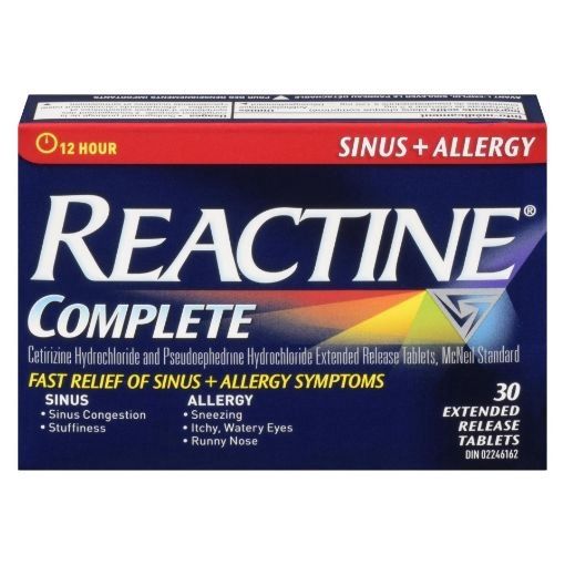 REACTINE ALLERGY SINUS 30'S