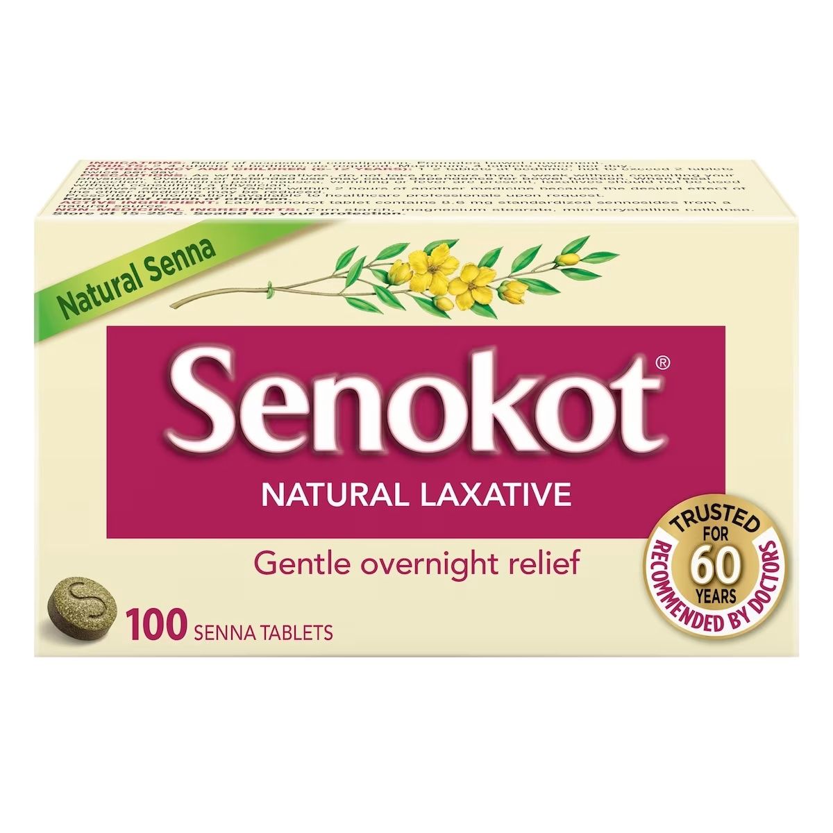 SENOKOT NATURAL LAXATIVE GENTLE OVERNIGHT RELIEF TABLETS 100'S
