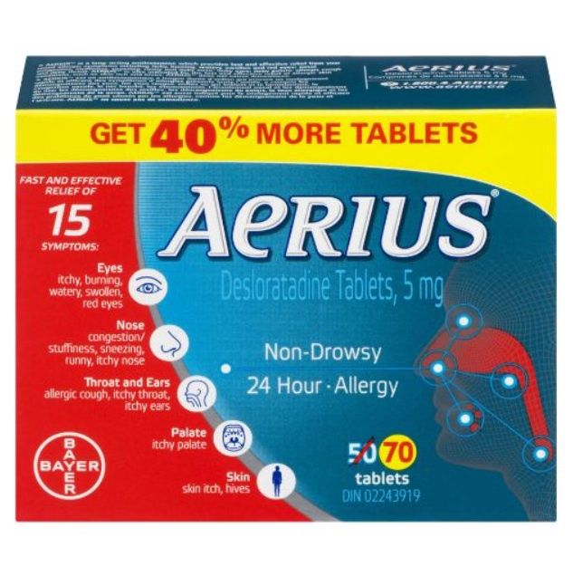 AERIUS 24HOUR NON-DROWSY ALLERGY RELIEF TABLETS 70'S