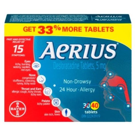 AERIUS 24HOUR NON-DROWSY ALLERGY RELIEF TABLETS 40'S