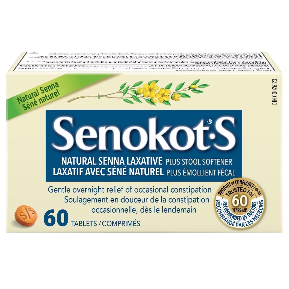 SENOKOT S NATURAL LAXATIVE GENTLE OVERNIGHT RELIEF TABLETS 60'S