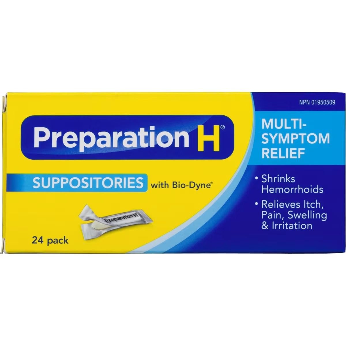 PREPERATION H MULTI-SYMPTOM HEMORRHIOD TREATMENT SUPPOSITORIES BIO-DYNE (24 PACK)