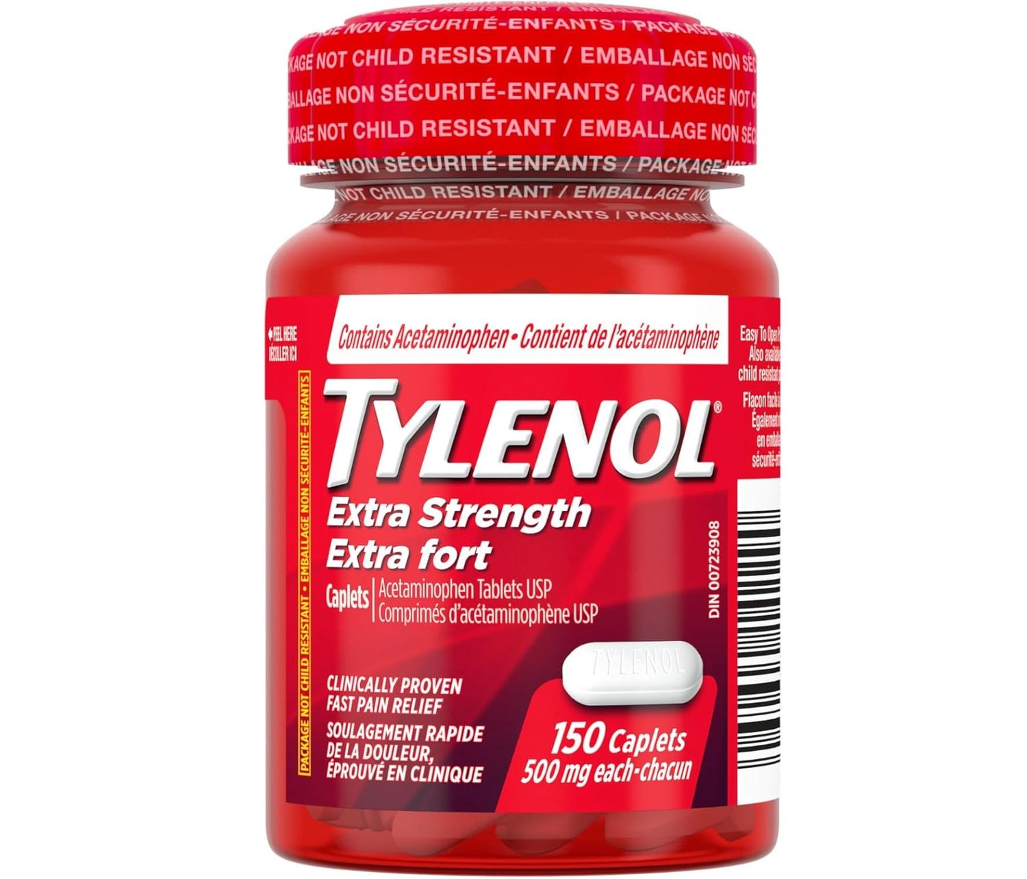 TYLENOL EXTRA STRENGTH 500MG CAPLETS 150'S
