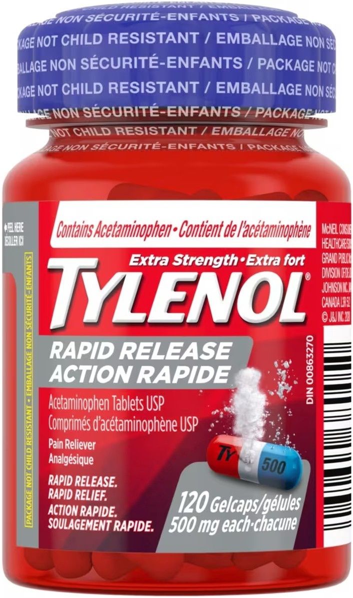 TYLENOL EXTRA STRENGTH 500MG RAPID RELEASE GELCAPS 120'S
