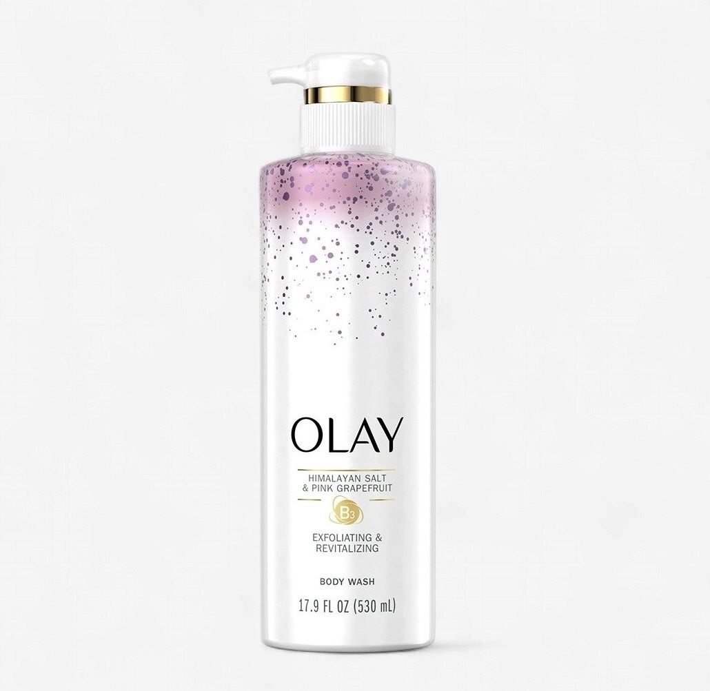 OLAY EXFOLIATING &amp; REVITALIZING BODY WASH 530ML B3 + HIMALAYAN SALT &amp; PINK GRAPEFRUIT