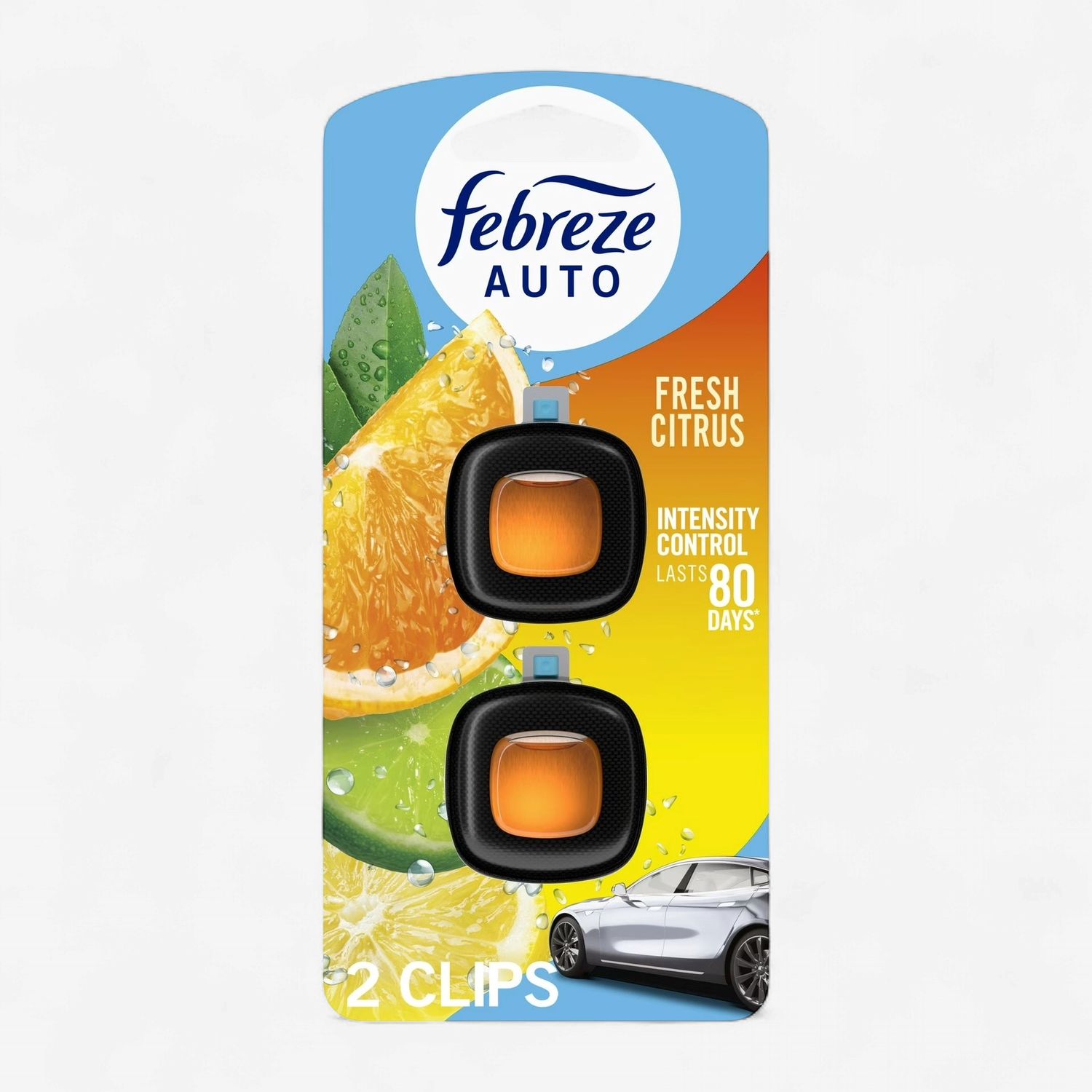 FEBREZE CAR AIR FRESHENER 2ML FRESH CITRUS (2PACK)