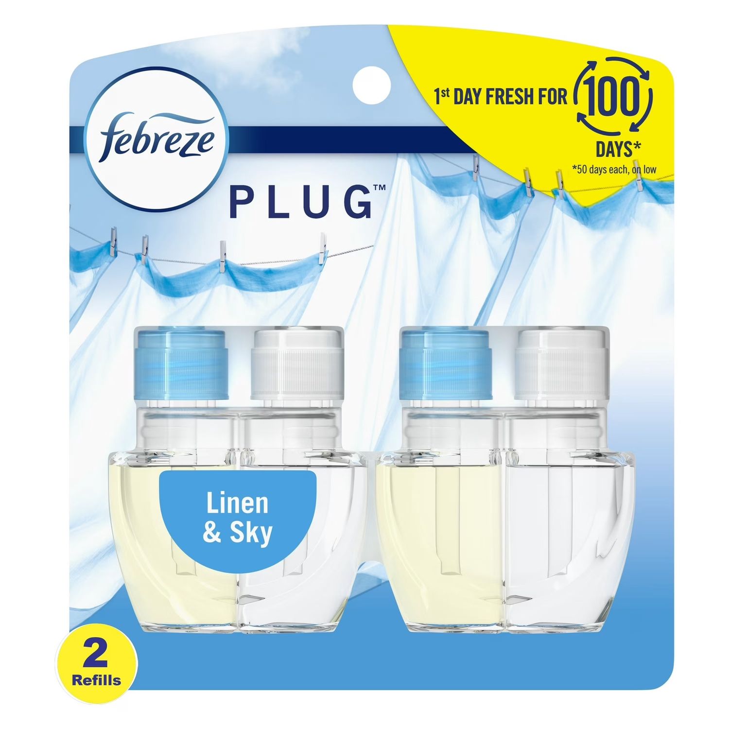 FEBREZE PLUG SCENTED OIL REFILLS 26ML LINEN &amp; SKY (2PACK).
