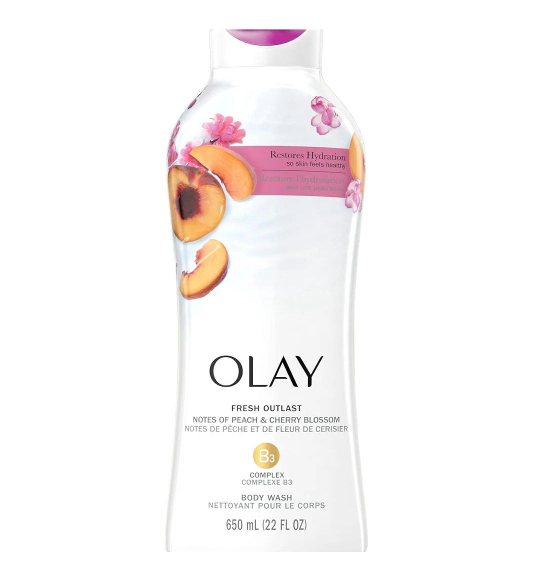 OLAY FRESH OUTLAST BODY WASH 650ML PEACH &amp; CHERRY BLOSSOM B3 COMPLEX