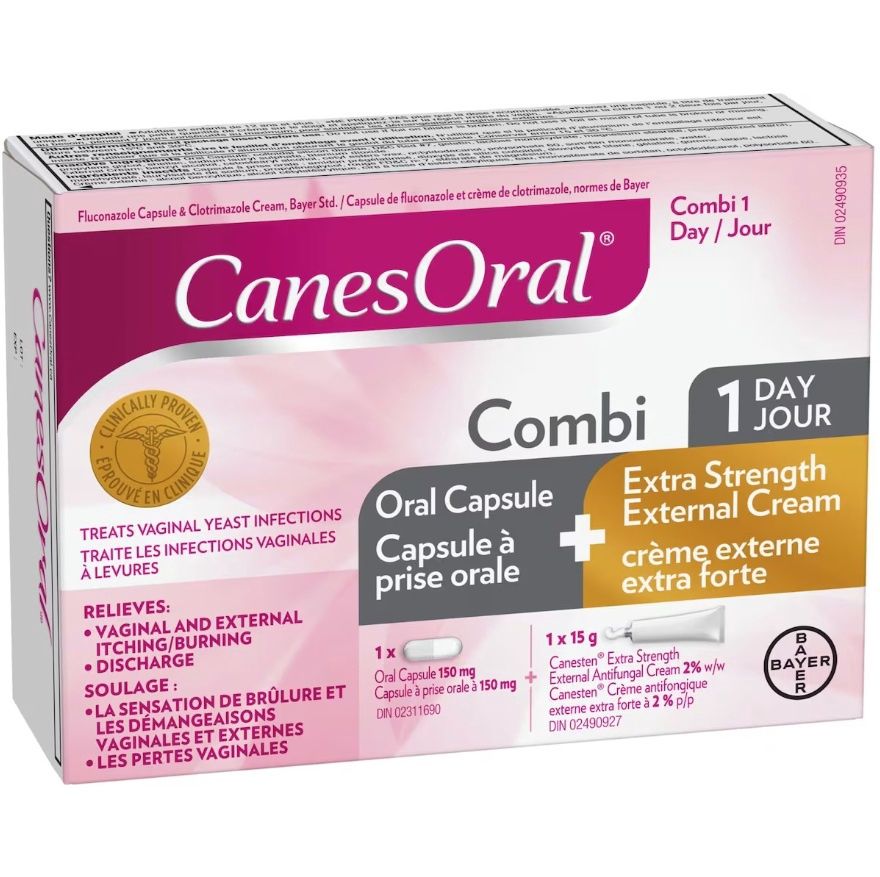 CANESORAL COMBI 1 DAY 150MG ORAL CAPSULE + EXTRA STRENGTH EXTERNAL CREAM 15G