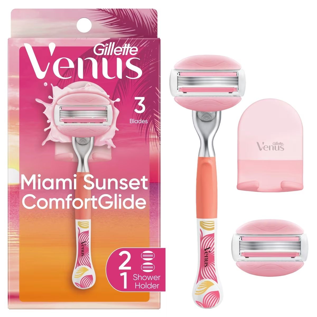 GILLETTE VENUS MIAMI SUNSET COMFORTGLIDE 1RAZOR + 2CARTRIDGES + 1HOOK