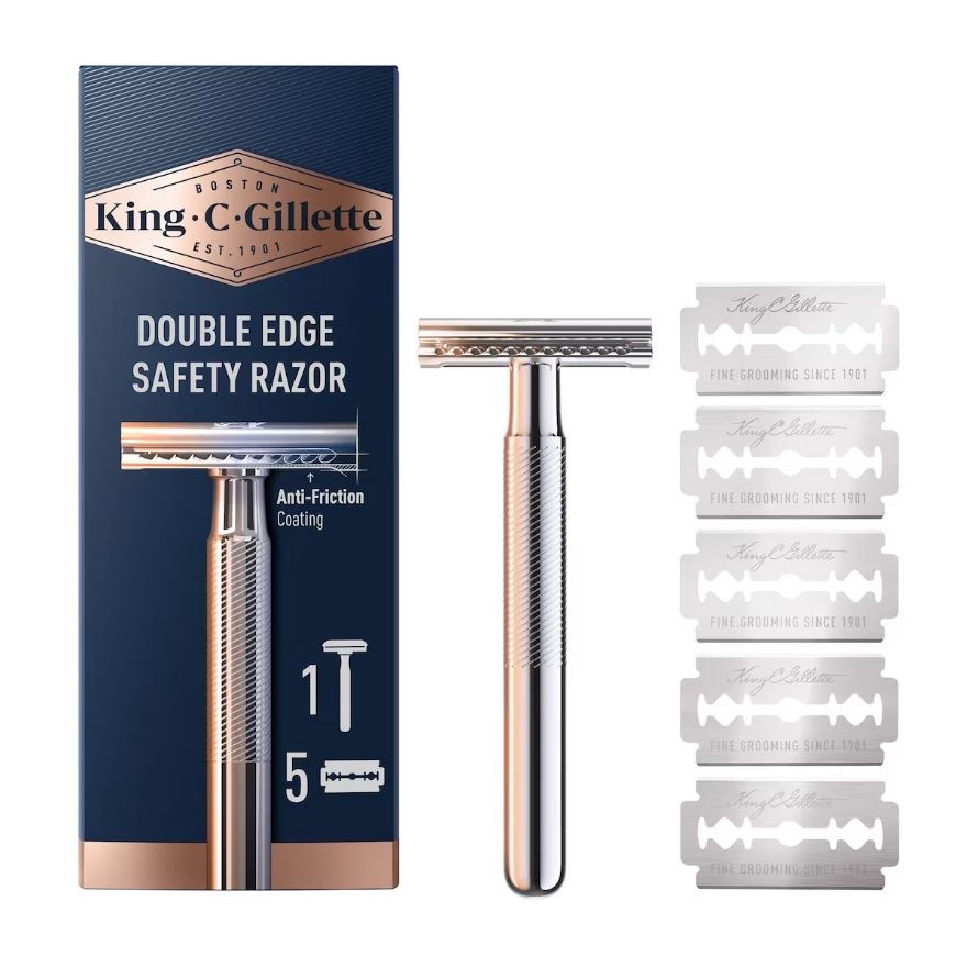 KING C GILLETTE 1 SAFTEY RAZOR 5 DOUBLE EDGE BLADES