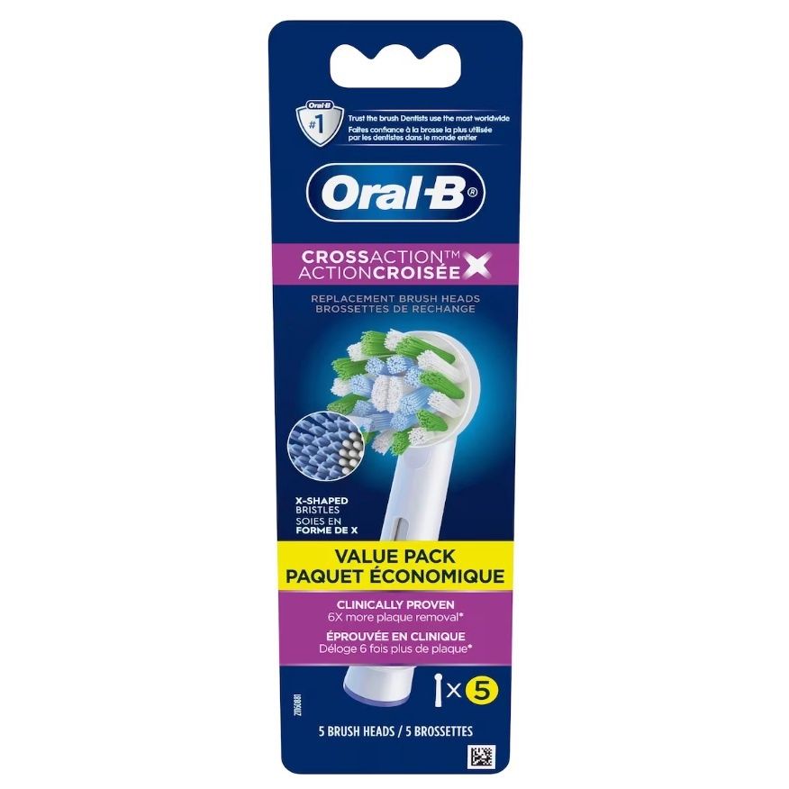 ORAL-B CROSSACTION REPLACEMENT BRUSH HEADS (5PACK)