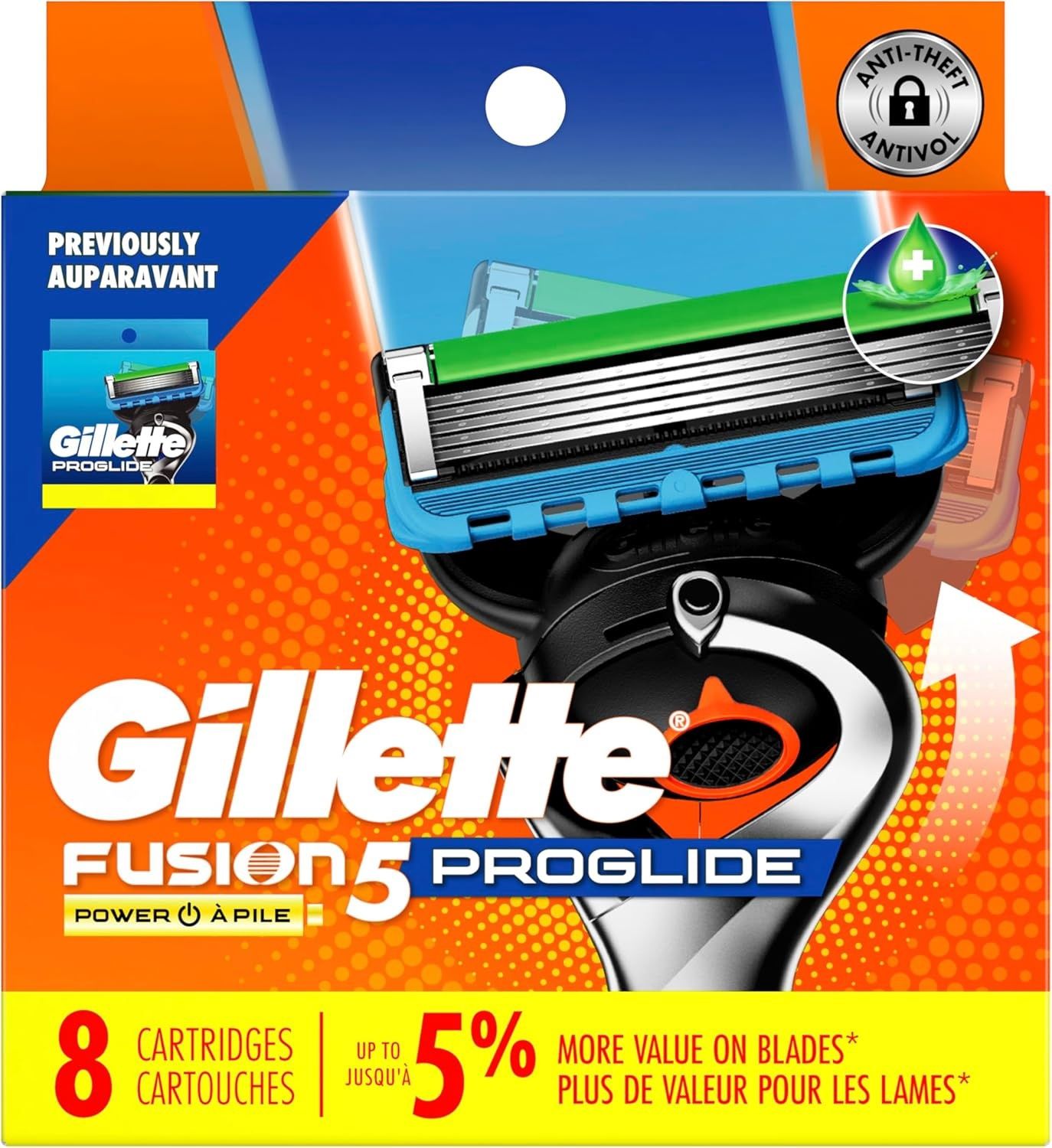 GILLETTE FUSION 5 PROGLIDE POWER 8CARTRIDGES