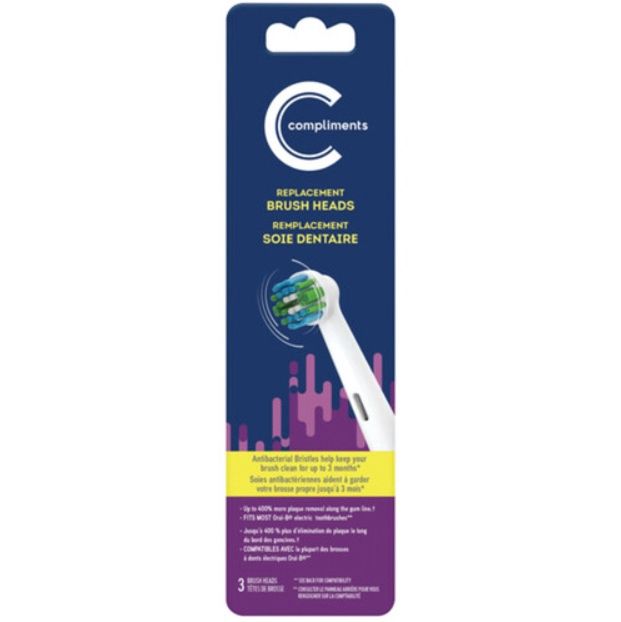 COMPLIMENTS REPLACEMENT BRUSH HEADS (3PACK)