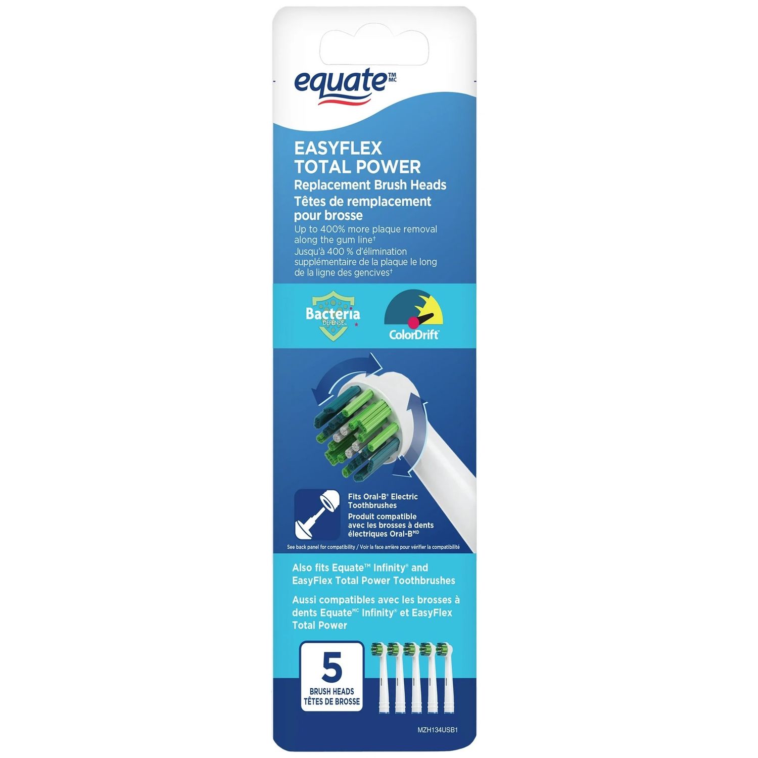 EQUATE EASYFLEX TOTAL POWER REPLACEMENT BRUSH HEADS (5PACK)