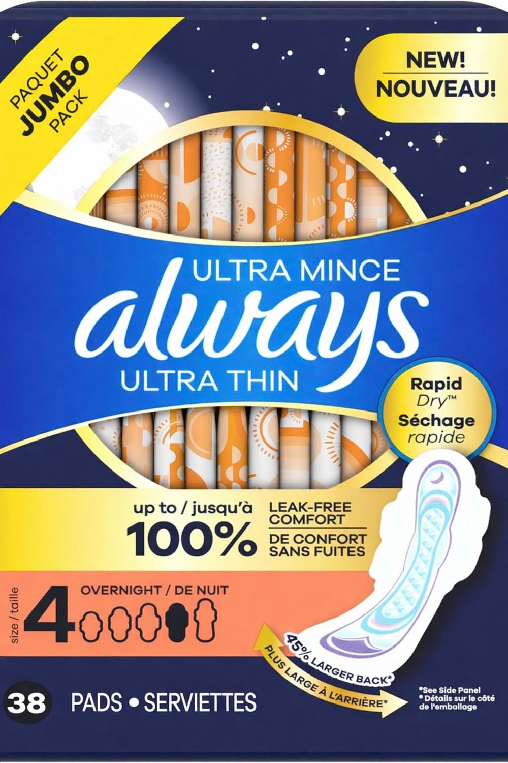 ALWAYS (SIZE 4) ULTRA THIN OVERNIGHT FLEXI-WING 38PADS