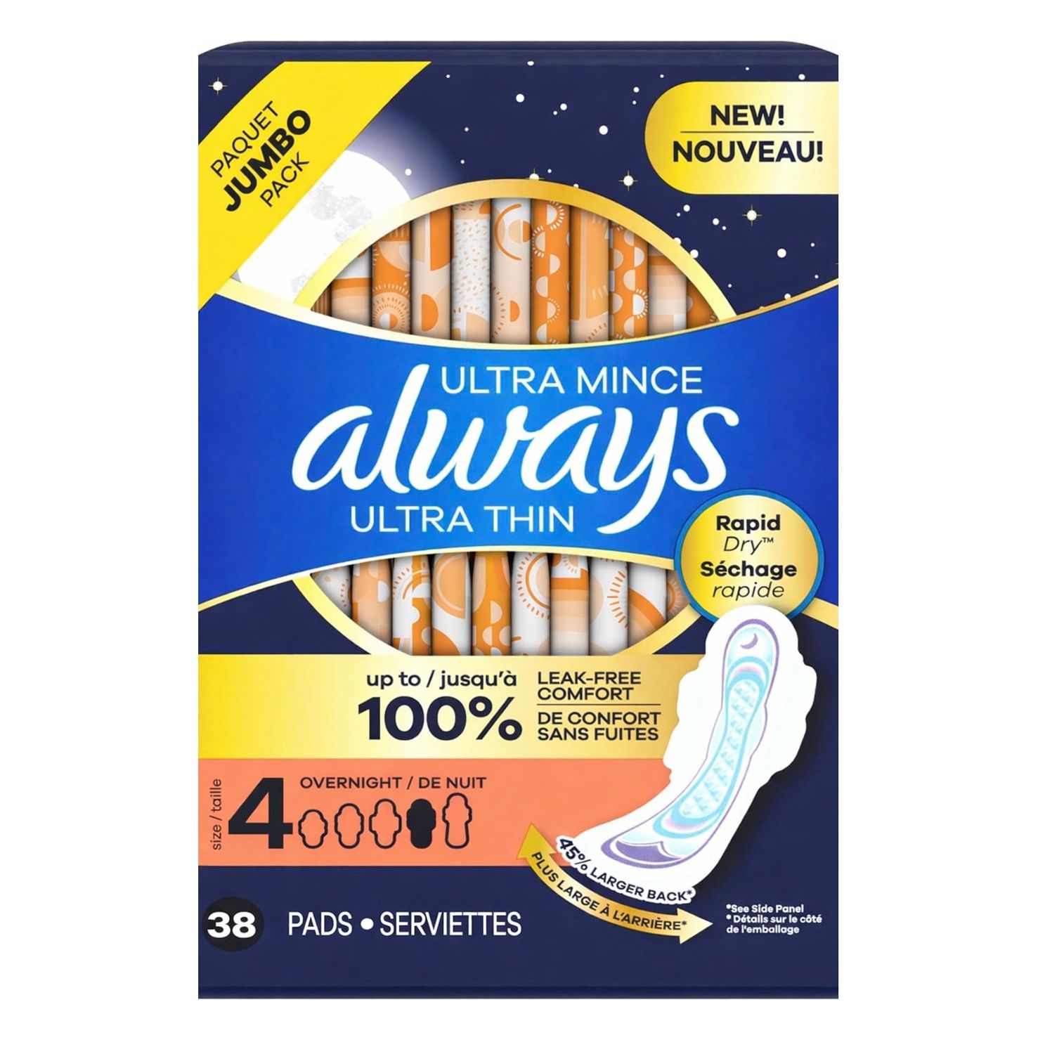 ALWAYS (SIZE 4) ULTRA THIN OVERNIGHT FLEXI-WING 38PADS