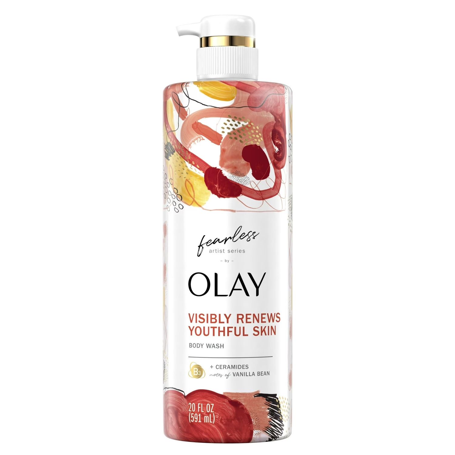 OLAY FEARLESS YOUTHFUL SKIN BODY WASH 591ML CERAMIDES VANILLA BEAN
